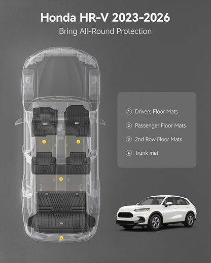 3W Floor Mats & Cargo Liner Fit for Honda HR-V 2023 2024 2025 & Acura ADX 2025, Honda HRV Accessories TPE Custom Fit Floor Liner and Cargo Liner Mat (Include Hybrid) (Not fit Premium Audio System)