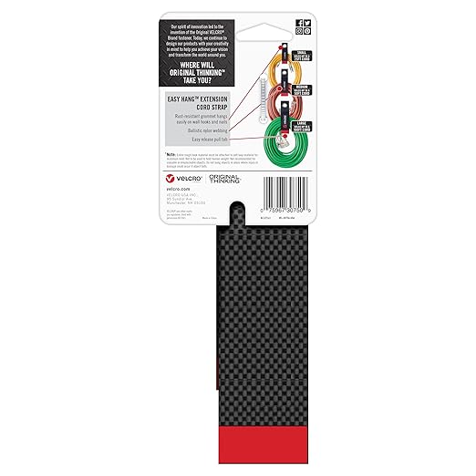 VELCRO Brand Easy Hang Extension Cord Holder Organizer Variety Pack | Holds 60-100lbs, Heavy Duty Straps Fit Easily on Hooks or Nails | Perfect for Garage Organization | 3-pk 10",14" and 18", Black