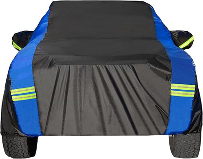 Avecrew Truck Cover Waterproof, All Weather for Truck Cover for Automobiles, Pickup Truck Cover Rain Snow UV Dust Protection(230""-242""), Black-Blue, RZ-21-PXL
