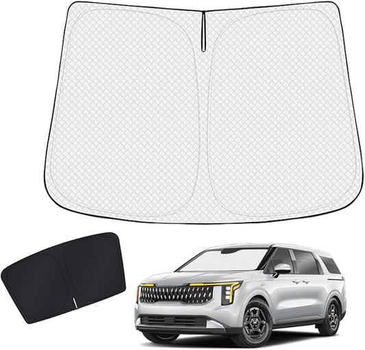KUST Windshield Shade Custom Fit for Kia Carnival 2022-2024 2025 2026 Sun Shade Front Windshield Sun Visor Foldable Thicker 5-Layer Block Heat and Sun UV Rays