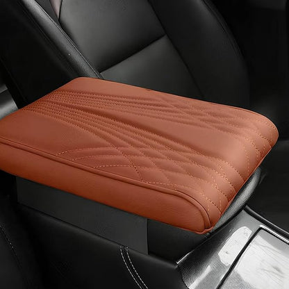 Leather Car Armrest Box Mat - 2023 New Waterproof Car Center Console Cover Mat, Universal Armrest Mat, Leather Car Armrest Cover for SUV/Truck/Vehicle (A-Coffee)