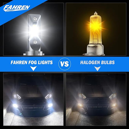 FAHREN 9006/HB4 Driving Bulbs, 24000 Lumens Super Bright 6500K Cool White 9006 Driving Fog Bulb, IP68 Waterproof Pack of 2