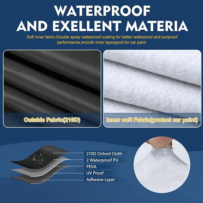 QUNSUNUS 6 Layer Car Cover for Ford Mustang 1964-1968 Waterproof All Weather 210D Windproof for Ford Mustang Car Cover Hail Protection with Zipper