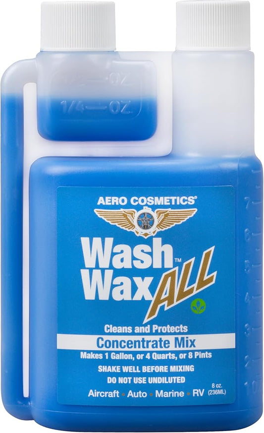 Wet or Waterless Car Wash Wax 8oz Concentrate [Makes 1 Gallon of Wash Wax ALL] Aircraft Quality for Car, RV, Boat, Motorcycle Use Anywhere, Anytime, Home, Apartments, School, Garage, Parking Lots