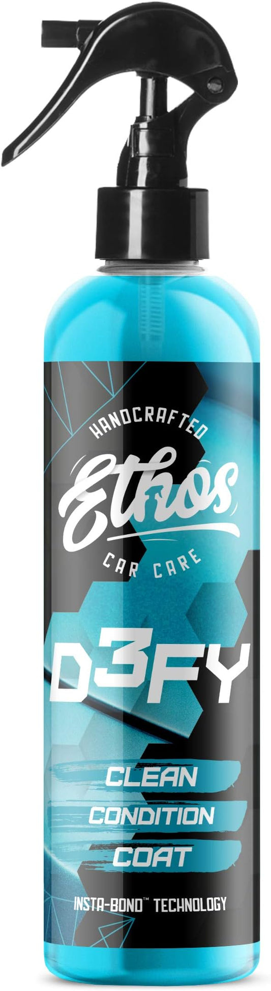 Ethos Defy - 3 in 1 Ceramic Coating - Waterless Car Wash Spray & Wax - Car Wax Rnseless Wash - Hydrophobic Top Coat - Polish & Polymer Paint Sealant Protection - with Insta-Bond Technology