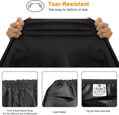 Comnova Motorcycle Cover 104 Inch, 600D Universal Motorcycles Cover Waterproof with Lock-Holes All Season, Large Motorbike Vehicle Scooter Cover for Harley Davidson, Honda, Suzuki, Kawasaki, Yamaha