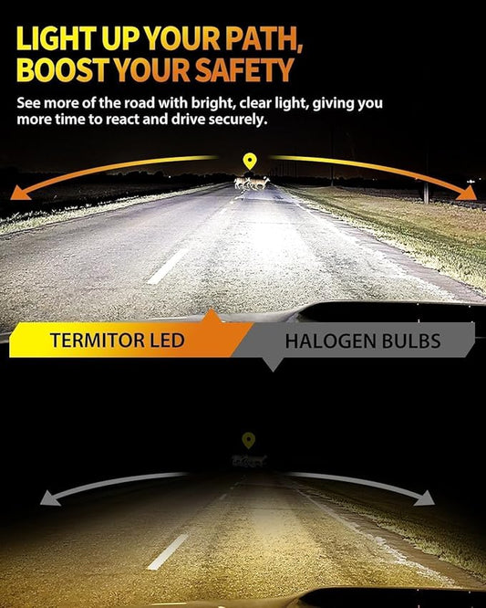 Upgraded H11/H9 LED Bulbs, 70,000LM 12X Super Brighter, 6500K Cool White, 1:1 Mini Halogen Size H11 H9 Driving Lights with Cooling Fan, Plug and Play, Pack of 2