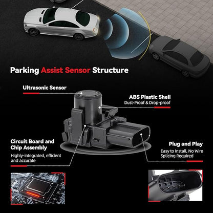4pcs PDC Bumper Parking Aid Assist Sensor Backup Reverse Radar Replacement Kit - Compatible with 2011-2017 Toyota Sienna Lexus 2010-2013 GX460 2010-2012 RX350 RX450h - 89341-48010 89341-60030