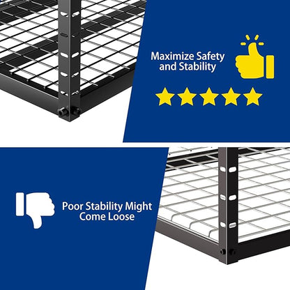 4x8 Overhead Garage Storage Rack with 4 Extra Hooks – Adjustable Heavy-Duty Ceiling Storage System (22"-40"), Holds 600 lbs, 22 lbs per Hook, Steel Hanging Organizer for Tools, Bins & Bikes | Black