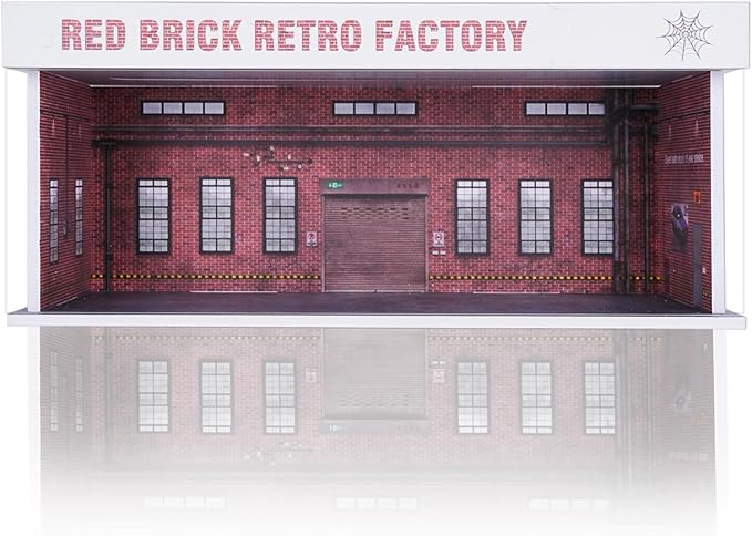 Display Case for Hot Wheels: Stackable Parking Garage for 1/64 Scale Matchbox Toy Car, FoamBoard Storage for Monster Trucks with LED Light and Acrylic Cover, 2025 Upgraded Red Bricks