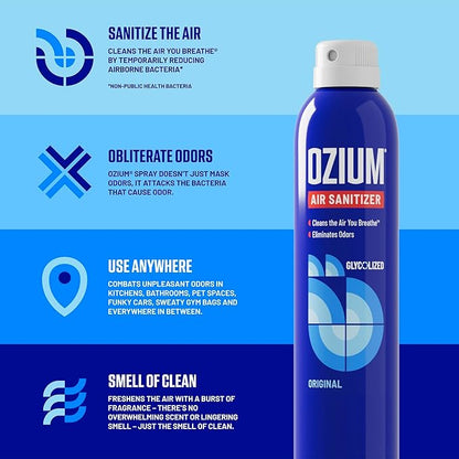 Ozium 3.5 Oz. Air Sanitizer & Odor Eliminator for Homes, Cars, Offices and More, Original Scent, 4 Pack