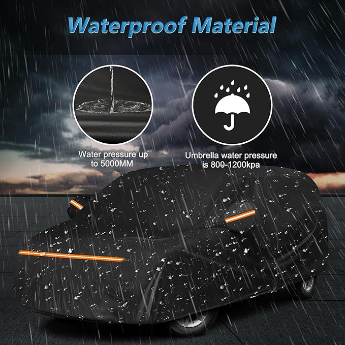 Car Cover for 1984-2020 Dodge Grand Caravan,Chrysler Grand Voyager,1984-2000Plymouth Grand Voyager, Waterproof 210D Oxford Cloth and Cotton Cover Outdoor Full Car Covers
