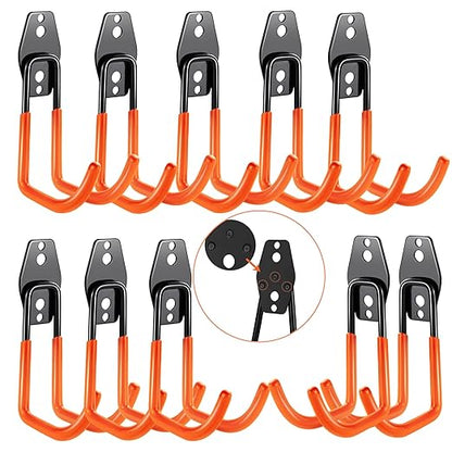 3-H Heavy Duty Garage Hooks [10 Pack] - 3-Round Welding Tech Holds 22lbs More - Thickened Steel Wall Mount for Ladders, Tools & Storage - Rustproof Utility Hardware