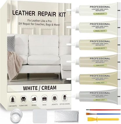 Leather Repair Kit,Car Seats, Sofa,Jacket & Purse - Repairs Burn Holes,Scratches,Tears - Restores Faux,Vinyl,Artificial and Real Leather (Beige)