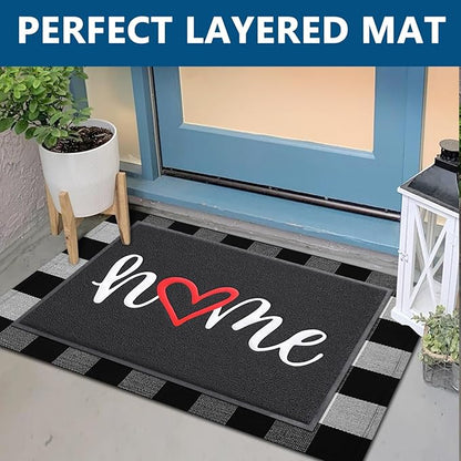 EARTHALL Door Mat Outside Inside Home Doormat, 32"x20", Durable Floor Mat Non Slip Mat Ultra Absorb Mud Easy Clean Front Doormat for Garage, Entryway, Patio, High Traffic Areas, Black