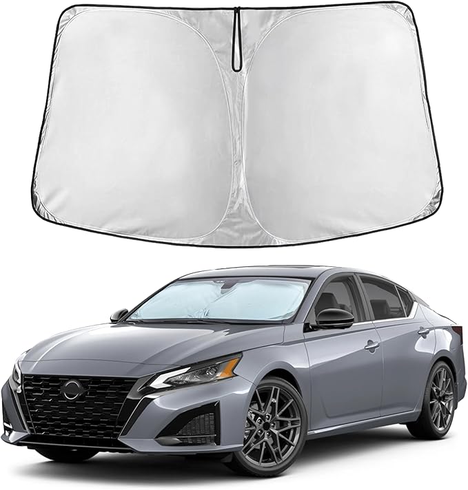 EcoNour Windshield Sunshade Compatible for Nissan Altima 2019-2024 2025-240T Polyester Material Cars Sun Visor Reflector Blocks UV Rays - Foldable Sunshade Interior Protection Accessories