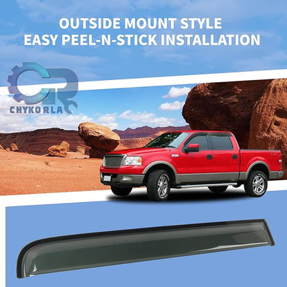 Window Visors Rain Guards Shield Fit for 2004 2005 2006 2007 2008 F150 SuperCrew, Outside Mount Vent Visors Shades, Smoke Tinted Side Window Wind Deflectors Fit for 2006-2008 Lincoln Mark LT