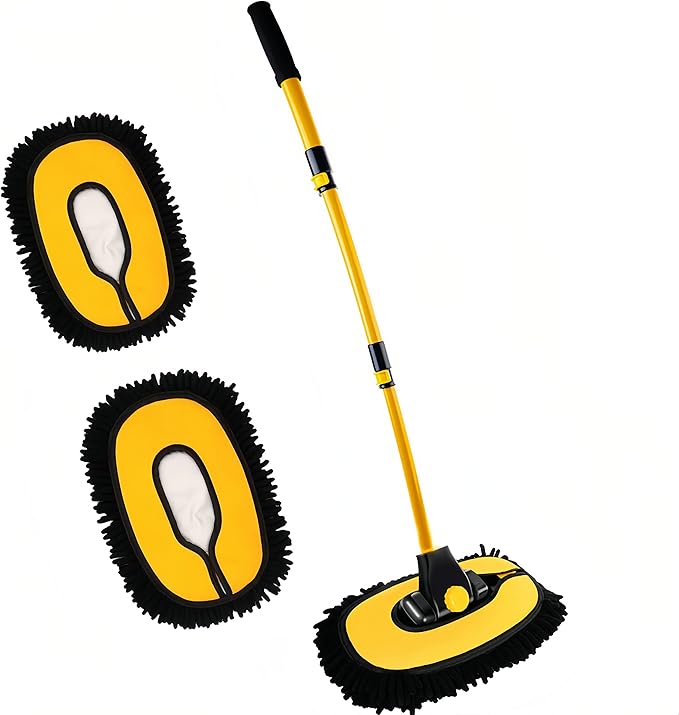 Upgrade Car Wash Brush Mop with Long Handle,Microfiber Mitt Car Cleaning Supplies Kit Car Wash Kit Tools Accessories