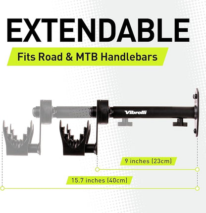Vibrelli Bike Wall Mount - Horizontal Storage Rack for Hanging Bicycles in Garage - Adjustable Bike Hanger, Holder - Wall Bike Rack Hooks for Bicycle