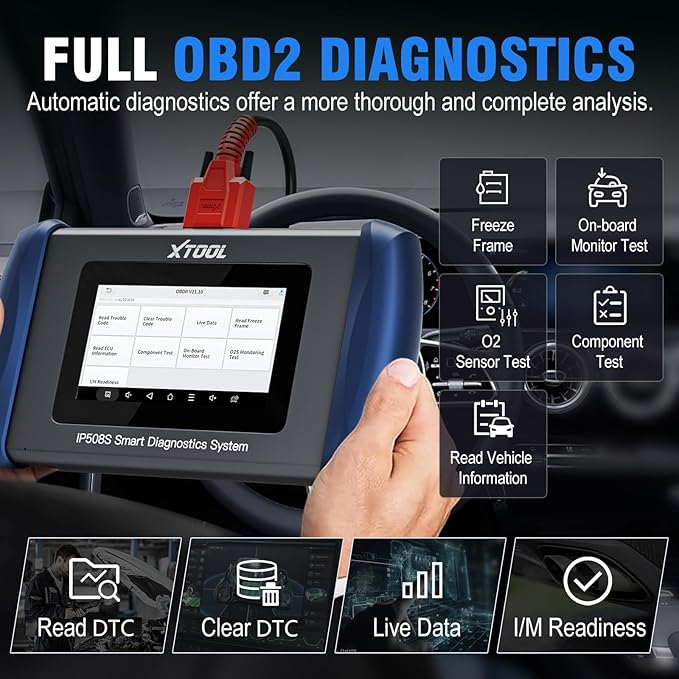 OBD2 Scanner Diagnostic Tool XTOOL IP508S: Code Reader for Cars & Trucks with 15 Resets, Crank Sensor Relearn, ABS Bleed, CAN FD for GM, Engine, ABS, SRS, Transmission Car Diagnostic Tool, Android 10