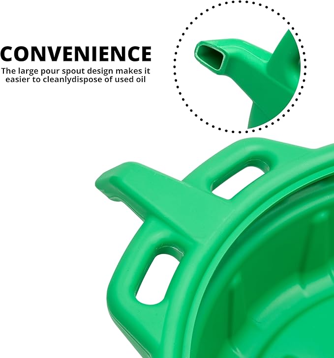 NEIKO 20761A Large Coolant/Oil Drain Pan, 4 Gallon (16L) Capacity, Antifreeze Green Plastic Anti Splash Oil Pan, Motor Oil Drip Catcher Pan, Non Spill Pour Spout, Oil Catch Pan for Changing Oil