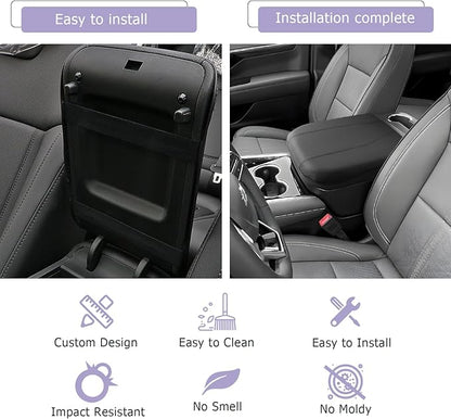 LUWU 2025 Suburban Tahoe Center Console Cover Compatible with 2025 Chevrolet Suburban Tahoe Accessories 2025 Chevy Suburban Tahoe Armrest Cover Armrest Console Cover (Thin Black)