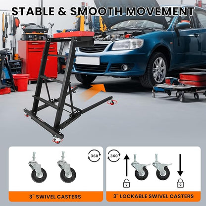 EASYBERG Foldable Topside Creeper, 400LBS Capacity Height Adjustable High Top Engine Creep for Truck Home Garage Workshop Repair Maintaince with Casters and Padder Deck