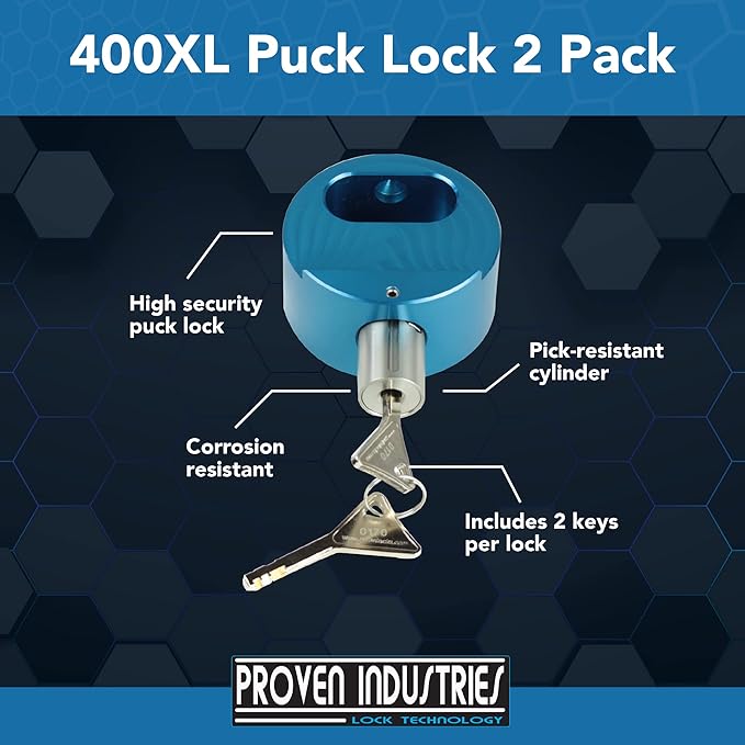 Proven Industries Model 400XL Puck-Lock Set, Made in The USA, Pack of 2, (Blue)