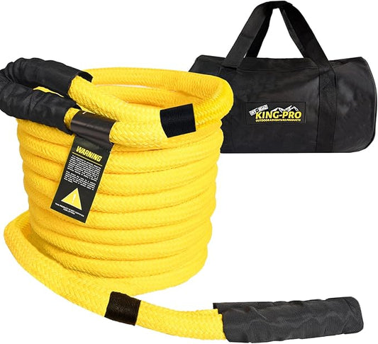 KING-PRO Kinetic Recovery Rope 1“x30' Towing Rope 44,000lbs Breaking Strength 100% Nylon Made Heavy Duty Offroad Snatch Strap 30% Elasticity for Full-Size Truck Large SUVs Offroad Vehicels