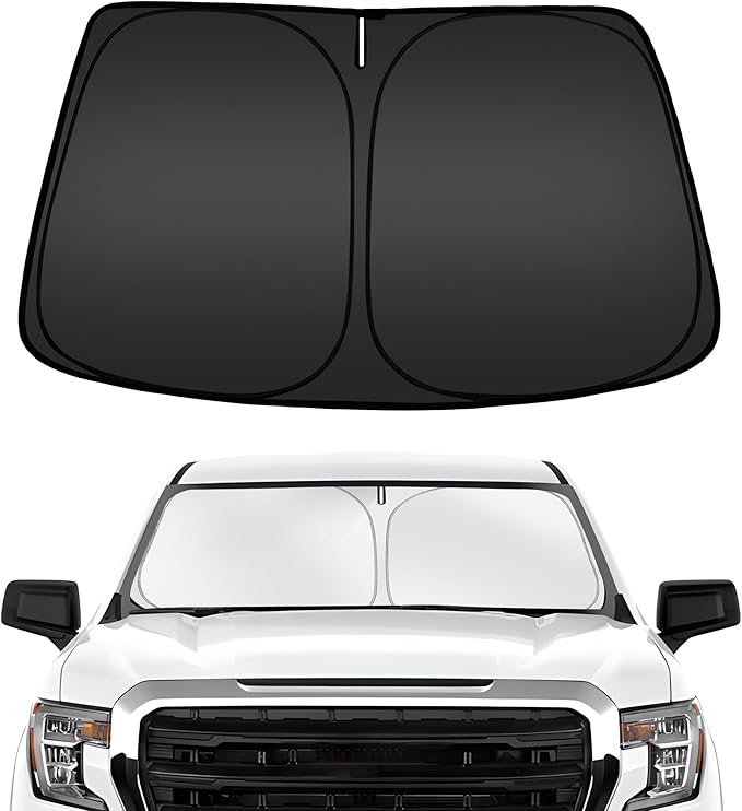 ARISMOTOR Windshield Sun Shade for GMC Sierra 1500 2500 3500 (SLT AT4 Denali) 2019-2025 2026, Custom Fit Foldable Front Window Sunshade Sun Visor Protector, Block UV Rays Keep Your Car Cooler