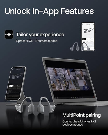 SHOKZ New OpenRun Pro 2 - Open-Ear, Bone Conduction Sport Headphones - with Reflective Strip - Sweat Resistant, Workout Headphones - Secure, Wireless, Comfortable Fit-Deep Bass and Smart Mic App