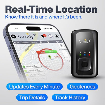 Family1st Portable Automobile GPS Trackers for Vehicles, Cars, Loved Ones, Real Time Tracking App, Up to 30 Days Battery Life, Hidden Tracking for Theft Protection & Subscription Needed.
