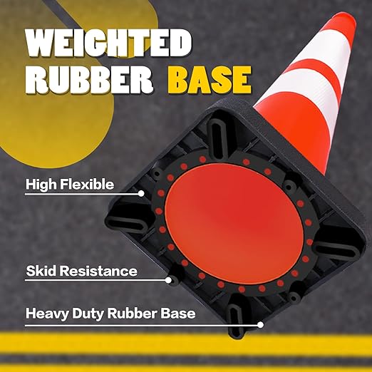 Traffic Cones 28 inch Orange 8 Pack Heavy Duty Safety Cones with Reflective Collars Fit Parking Lot,Driveway Road Traffic Control Construction Cones