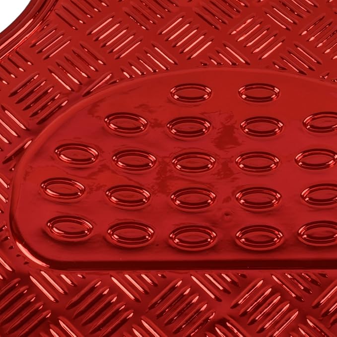 BDK Red All Weather Heavy Duty Car Floor Mats Interior Liners for Auto Van Truck SUV, Fits Front & Rear
