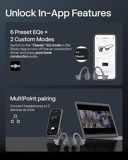 SHOKZ New OpenRun Pro 2 - Open-Ear, Bone Conduction Sport Headphones - with Reflective Strip - Sweat Resistant, Workout Headphones - Secure, Wireless, Comfortable Fit-Deep Bass and Smart Mic App