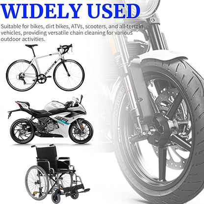 Bike & Motorcycle Chain Cleaner Kit - 6-Piece Eco-Friendly Set with 3 Brushes, Chain Scraper, Scrubber & 10g Pro-Grade Lubricant