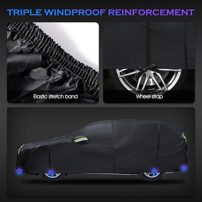 Car Cover Custom Fit for Honda CRV 1997-2025,Toyota RAV4 1996-2025, 6 Layers Truck Cover Waterproof All Weather for Automobiles,Outdoor Full Exterior Cover,Rain, Sun, Wind Protection,Black