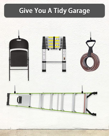 Sposuit Garage Hooks Wall Mount - 6 Pack Heavy Duty Steel Hangers for Tools, Ladders, Bikes, Bulk Items, Ropes