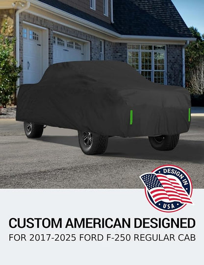 Proadsy 2025 Upgrade Car Cover for 2017-2025 Ford Super Duty F-250 Regular Cab 8 ft Bed All-Weather Windproof Waterproof UV Protection Defense Against Rain Snow Dust Sun Outdoor Truck Cover