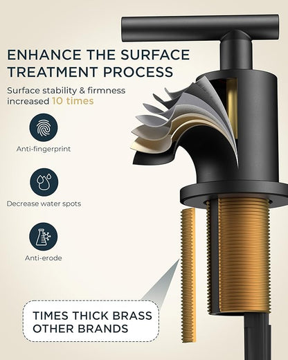 FORIOUS Bathroom Faucets 3 Hole, Matte Black Bathroom Sink Faucet 3 Hole Vanity with 360° Swivel Spout, Suitable for 8 Inch Widespread Sink with Metal Pop-up Drain and cUPC Supply Line, Commercial