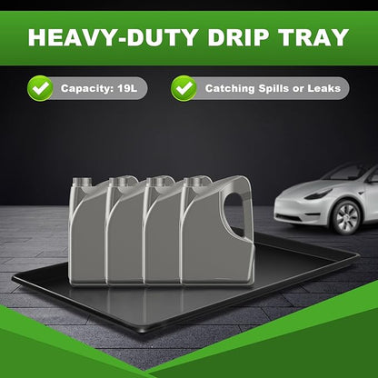 3 Pcs Extra Large Oil Drip Pan for Under Car - 35.4 x 24 x1.6 Inches, Hard Plastic Auto Oil Drip Tray, Oil Catch Pan Replacement Tray to Keep Garage Floor Show Room Driveway Safe and Clean