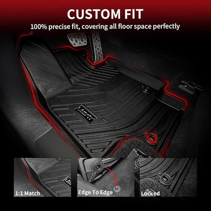 LASFIT Floor Mats&Trunk Mats for Toyota Highlander 8 Seats 2020-2025 (Not for Hybrid), All Weather TPE Floor Liner & Cargo mats for Highlander，Front&Rear 4 Rows mats.