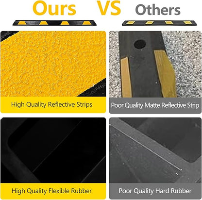Curb Parking Garage Floor Stopper - 72 Inch Extra Wide Heavy Duty Rubber Parking Lot Stopper, for Vehicles Truck Driveway, Protect Pumpers from Cars Vans Trucks 2PCS