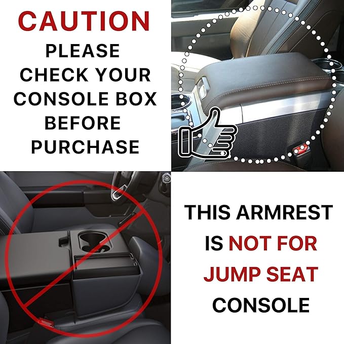 KMMOTORS F150 Center Console Cover, Armrest Cushion, Interior Accessories for F150 Car Gadget, Vegan Leather, Armrest Protector (2009~2014, Black)
