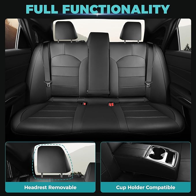 for Toyota Camry Seat Covers Hybrid XLE XSE 2018 2019 2020 2021 2022 2023 2024 - Custom Car Seat Covers Full Set, Leather Seat Cover for Cars, Waterproof Breathable Cushion Protectors, Black
