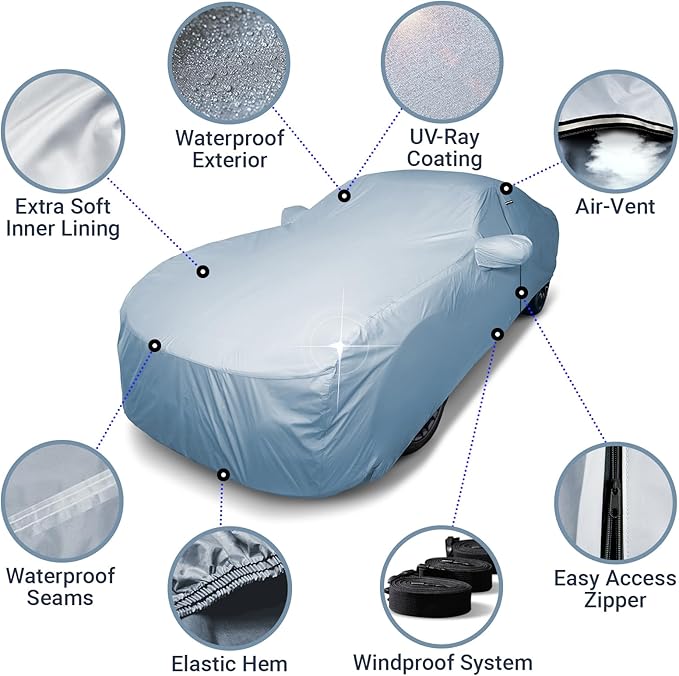 iCarCover Custom Car Cover for 2013-2025 Subaru BRZ, Waterproof All Weather Rain Snow UV Sun Protector Full Exterior Weatherproof Indoor Outdoor Car Cover with Strap