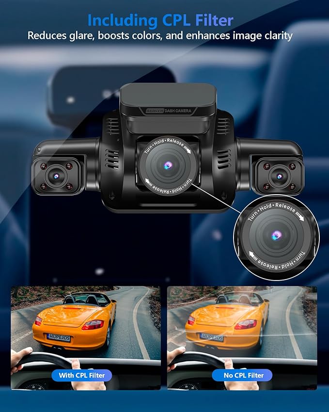 AI Dash Cam Front Rear Inside with Driver Monitor System, 360° Car Camera 4K, 4 Channel Camera for Cars Built-in WiFi GPS, Dashcam with 128GB SD Card, Night Vision, 24H Parking Mode, Upgrade DMS V8Pro