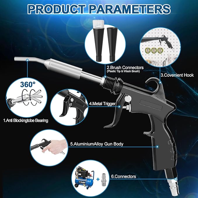 Detailing Car Cleaning Gun Interior Dryer Air Blow Gun, High Pressure Blower Gun, Car Detailing Tools for Quickly Blowing Out Dirt and DustWorking with Air