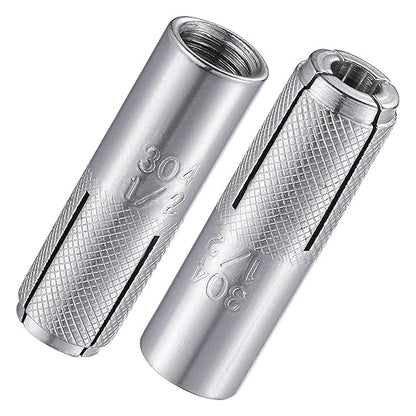 Wensilon(20 pcs) 1/2"-13 Premium Stainless Steel Drop in Anchors Assortment, Knurled Drop-in-Anchor for Solid Concrete, Internal Forced Expansion Screw Bolts