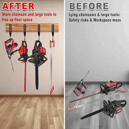 Chainsaw Holder,Chainsaw Holder For Garage Wall Mount, Garage Storage Hooks For Chainsaw,Backpack Blower,Weed Eater&Tools,Rustproof Chainsaw Wall Mount Hanger Organizes Tools,Saves Space (2 Pcs Black)